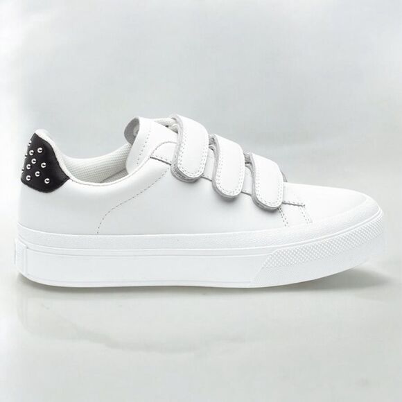 JSLIDES Gennie Studded Platform Sneaker in White Faux Leather Size 10 - Picture 1 of 14